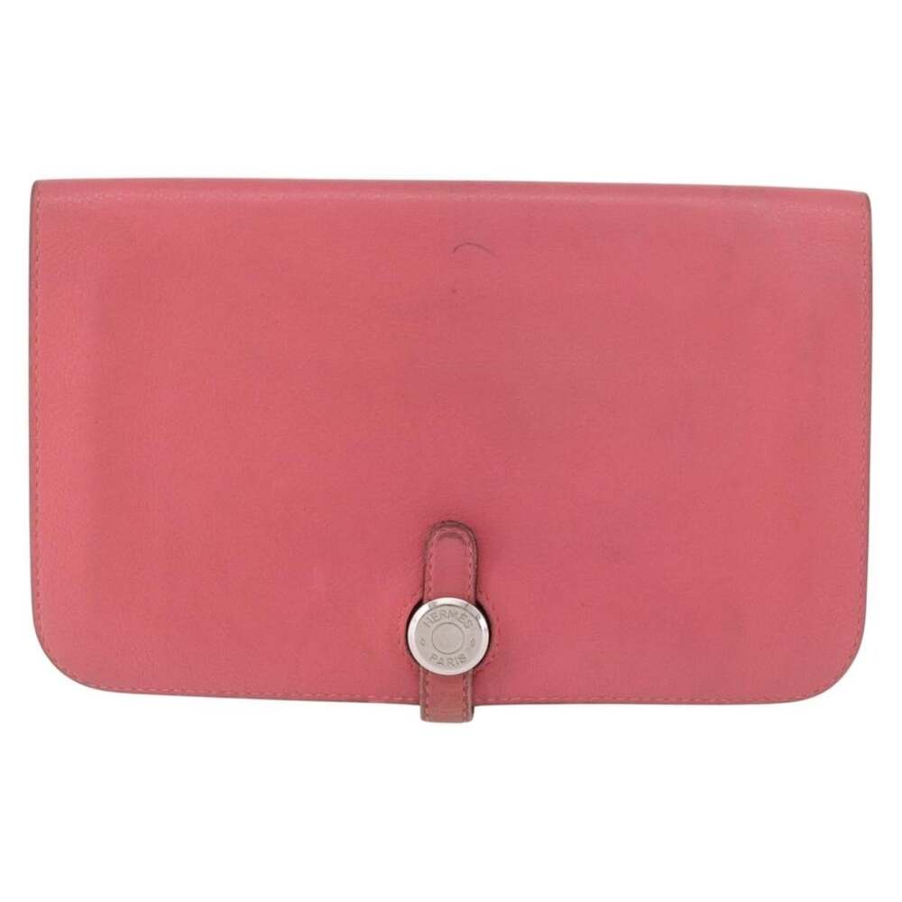 Hermes Leather Dogon GM Long Wallet Pink